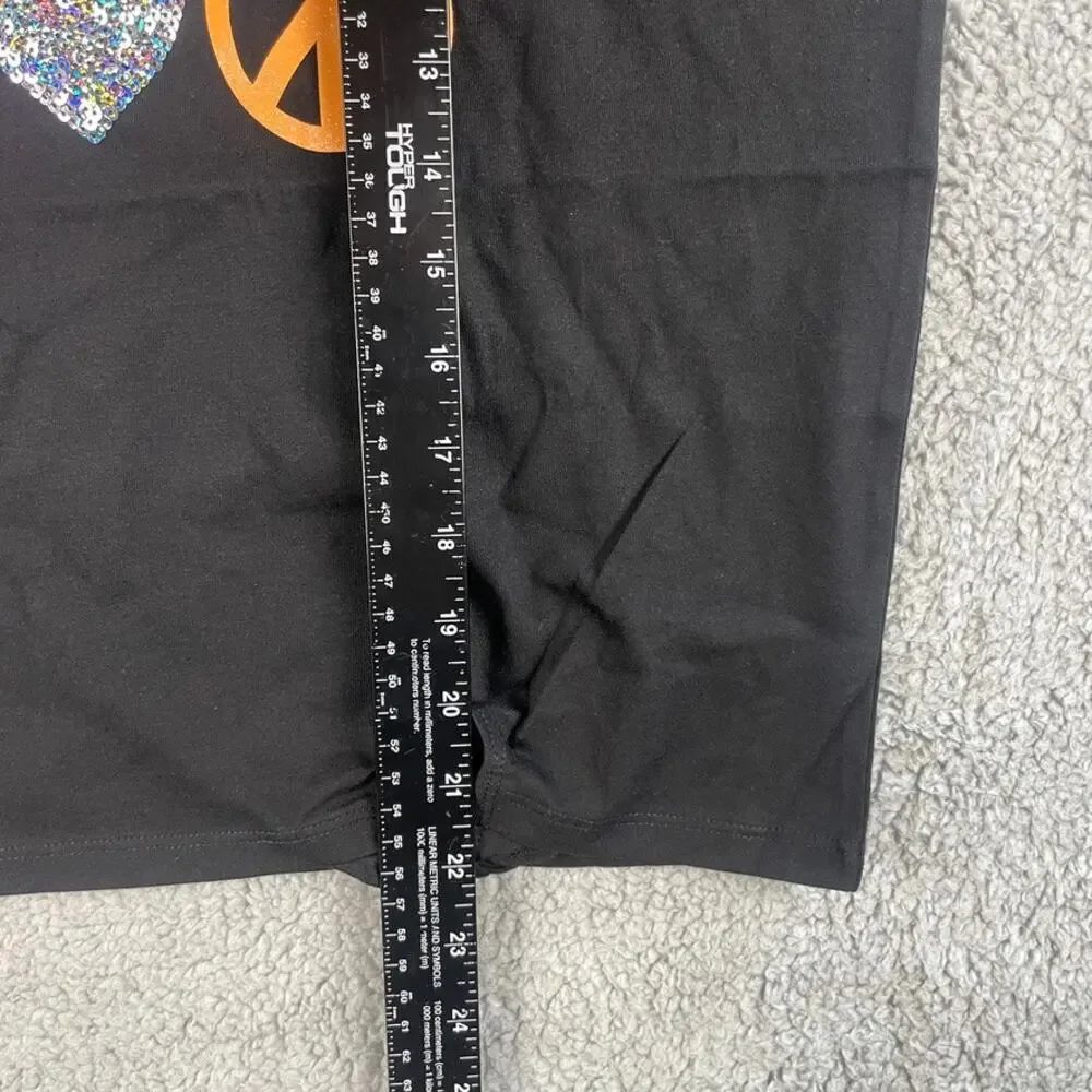 The Children's Place Girls XXL Hippie Happy Face Love Black Short Sleeve Shirt